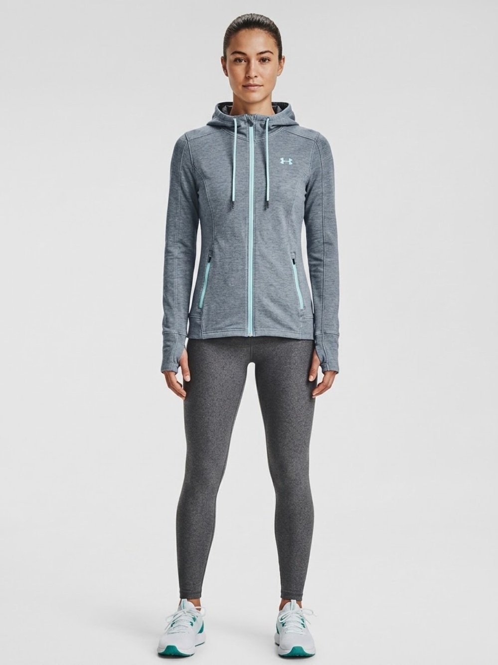Under Armour Full Zip Hoodie Athletic Sweatshirt relaxed Fit Thumbhole Cuffs